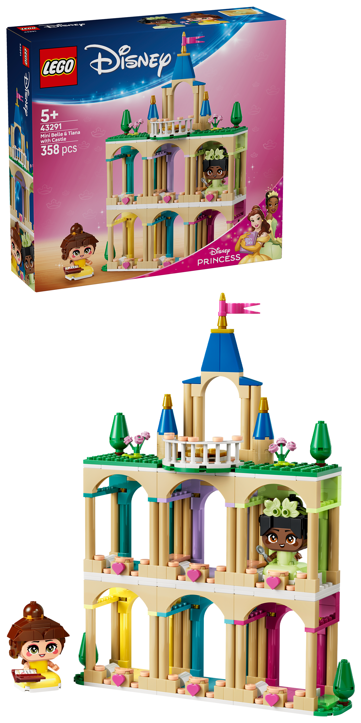 Belle och Tiana med slott i miniformat