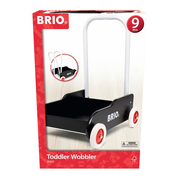 BRIO Lära-Gå-Vagn svart – Gåvagn med justerbart handtag och broms från 1 år