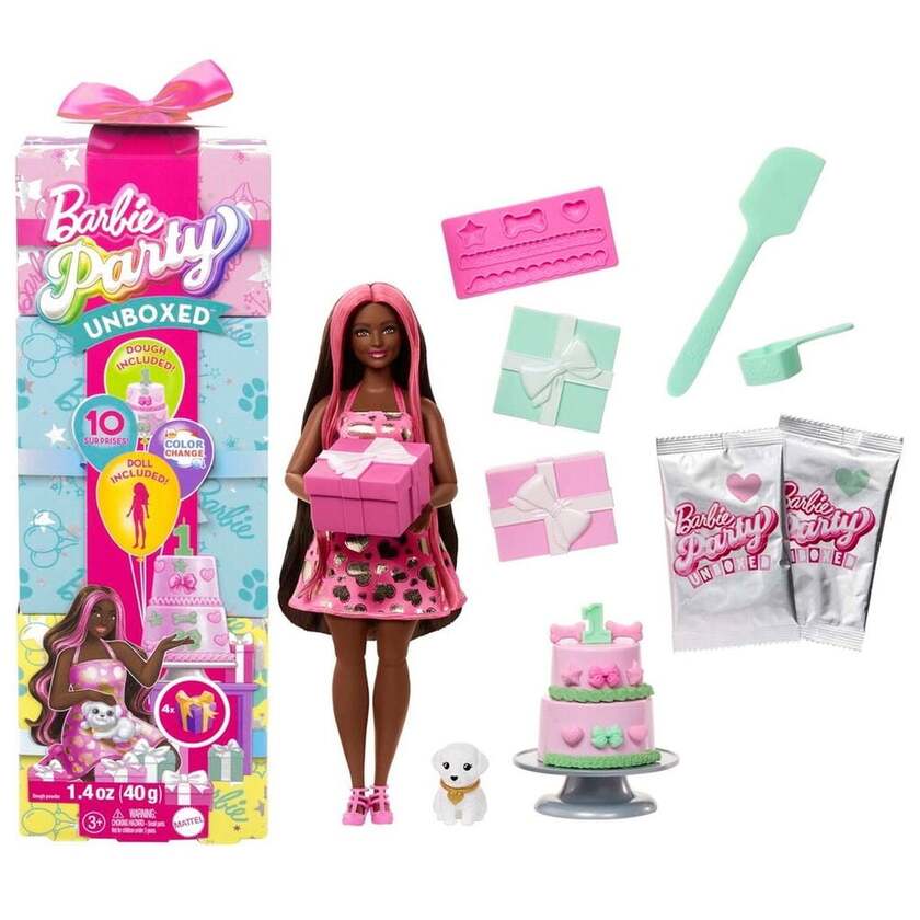 Barbie, Party Unboxed Svart Hår
