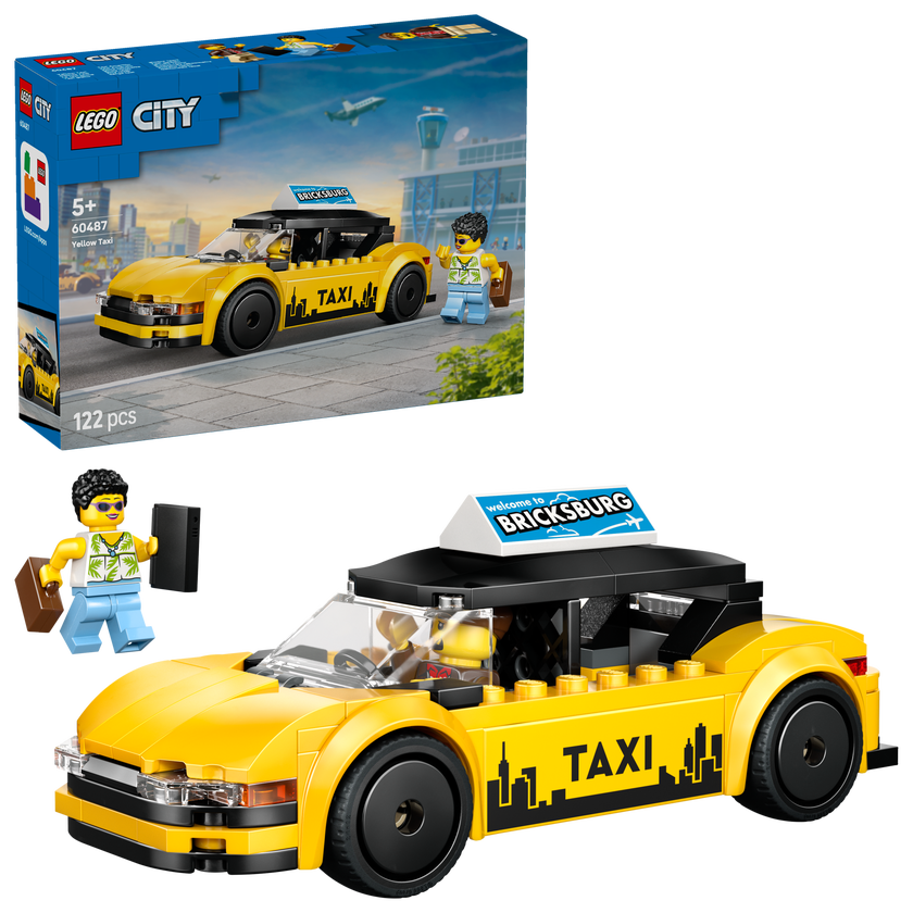 LEGO® City Gul taxi – Modellbilsset med 2 minifigurer 60487
