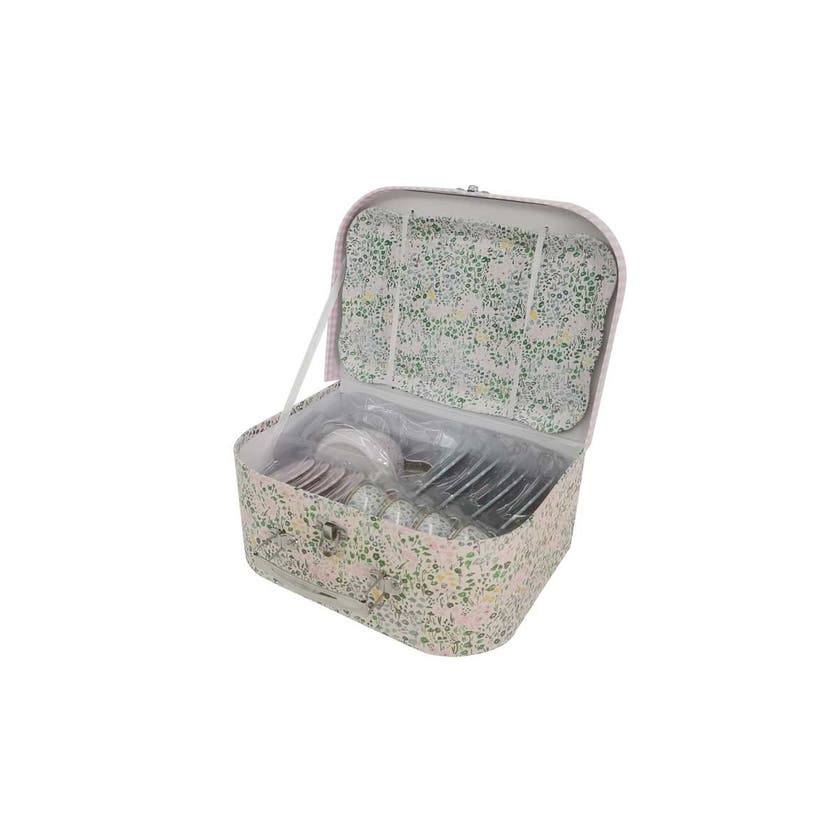 PAP, Blommig Teservis För 4 med Bricka, Metall