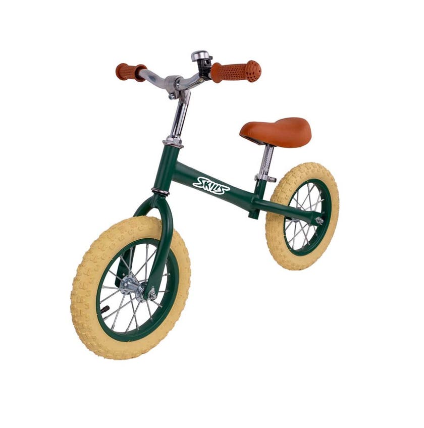 Skills, Balanscykel 12"Grön med Gummihjul