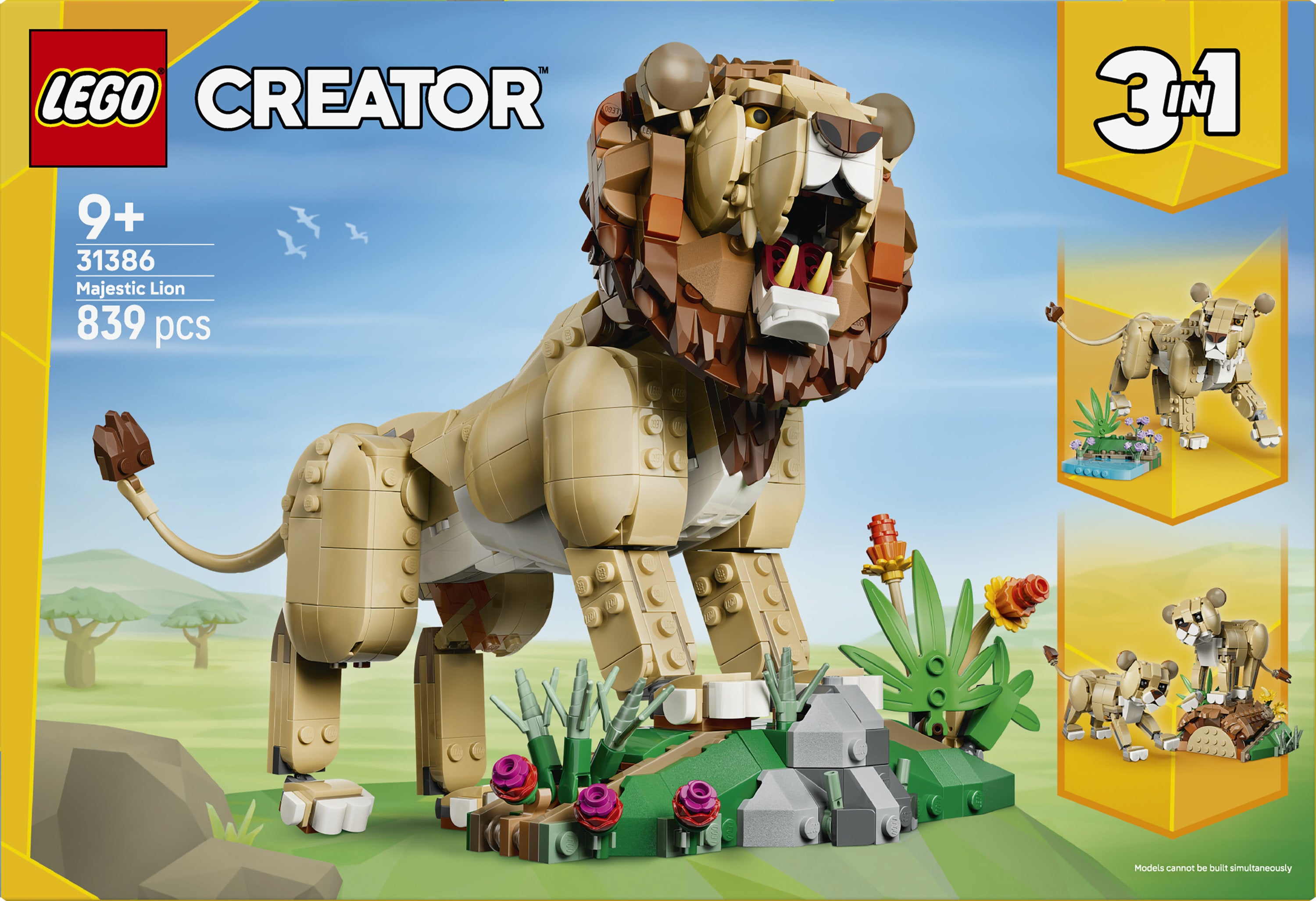 LEGO® Creator 3-i-1 Vilda djur: Majestätiskt lejon Leksak 31386