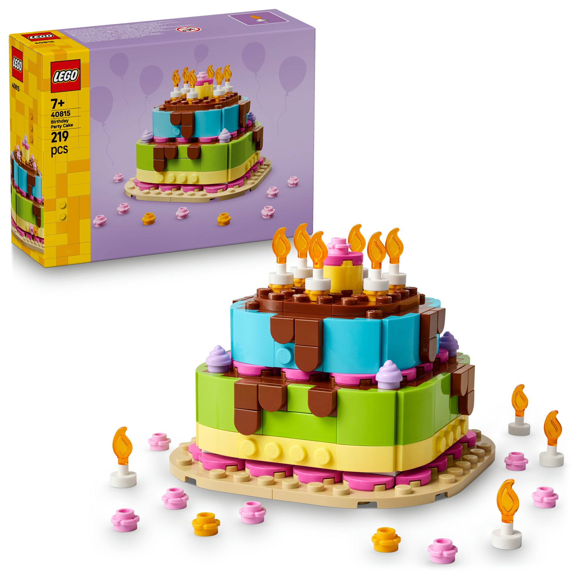 LEGO® Födelsedagstårta med dekorationer, Roligt presentset, Bordsprydnad 40815