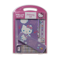 HELLO KITTY, Stort skrivset med plåtpennskrin & A4 anteckninsbok