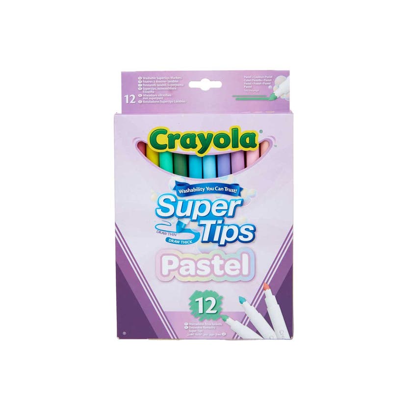 Crayola 12 Pastel Supertips -Filtpennor