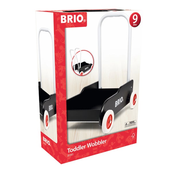 BRIO Lära-Gå-Vagn svart – Gåvagn med justerbart handtag och broms från 1 år