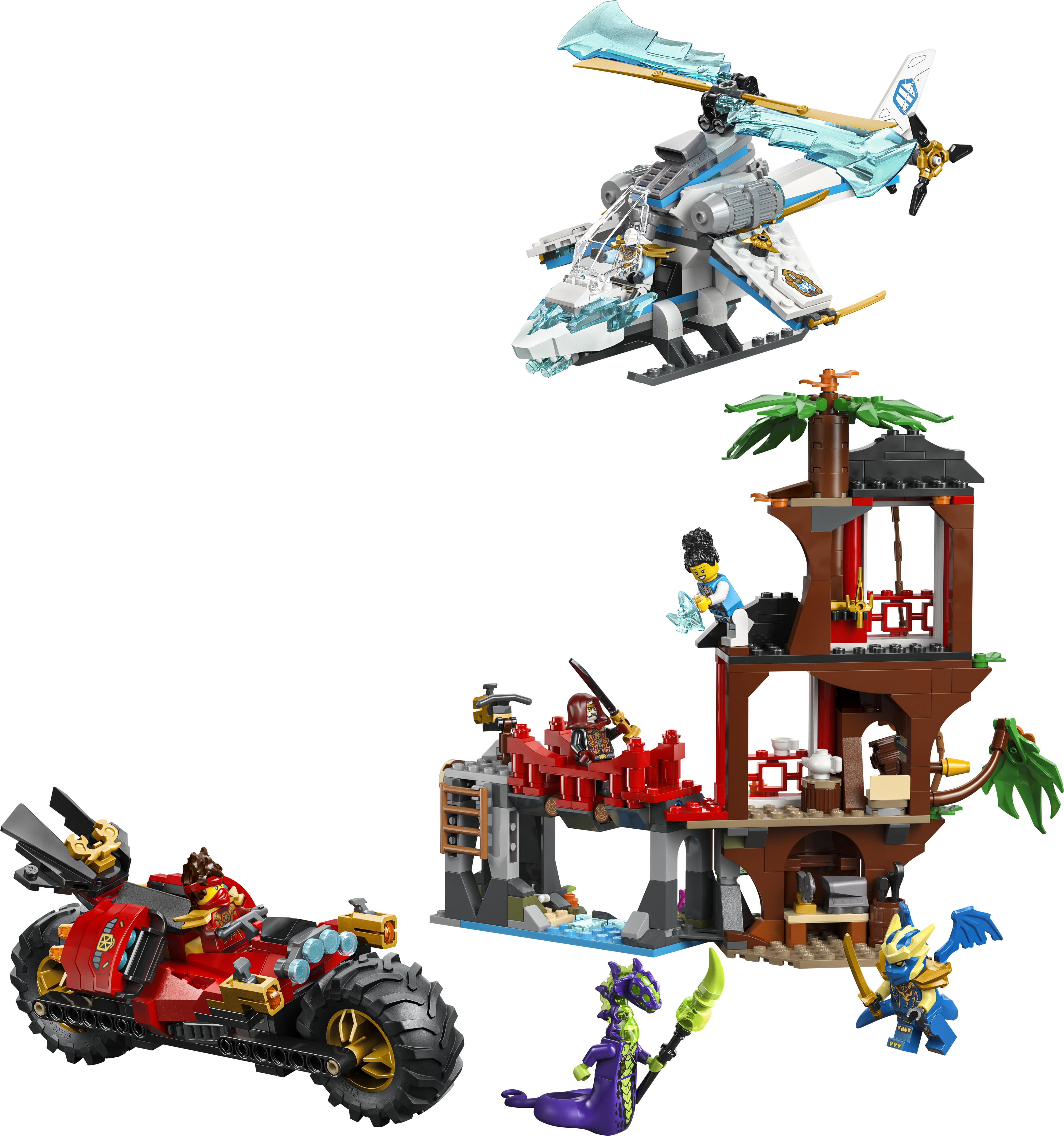 LEGO® NINJAGO® Ninjornas fordonsstrid vid trädkojan Lekset 71857