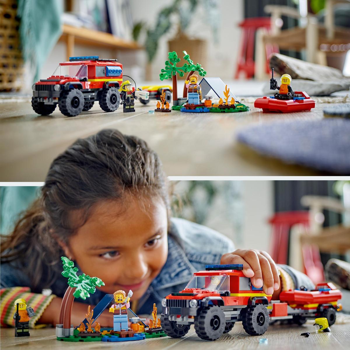 LEGO City 60412, 4x4 Brandbil med räddningsbåt