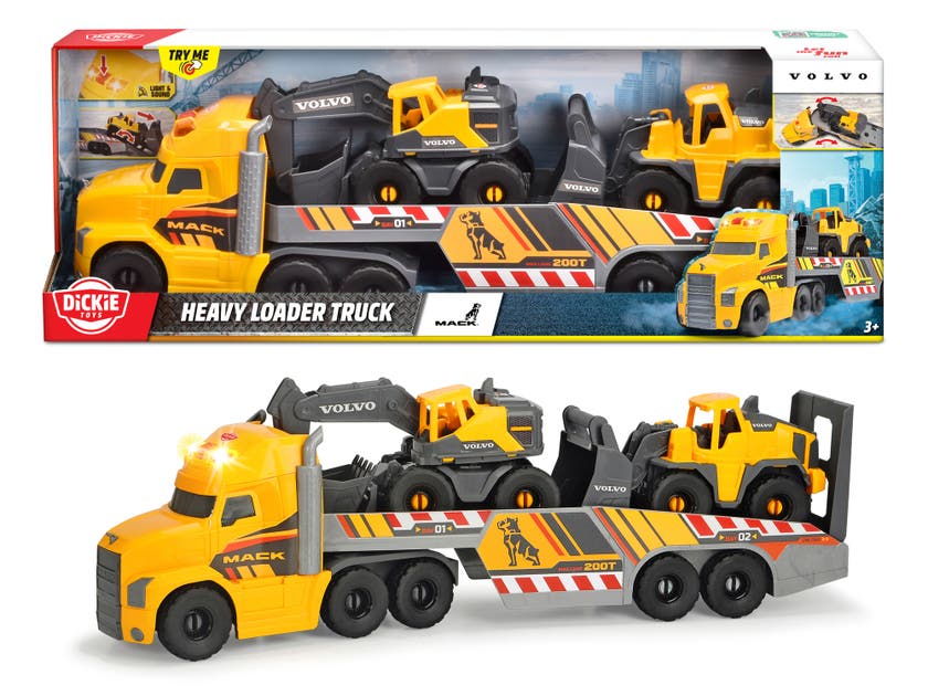 Dickie Toys Mack/Volvo Långtradare med Anläggningsfordon