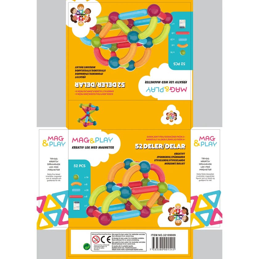 Mag&Play, Sticks Med Bollar 52 Pcs