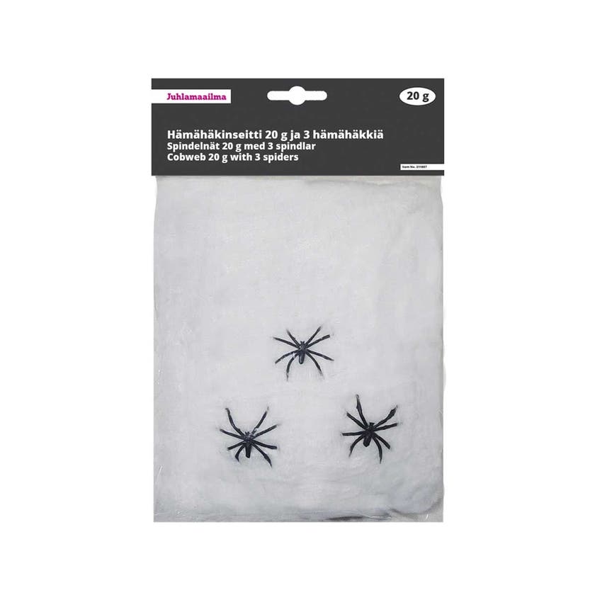 Halloween, Spider Web 20 G, White And 3 Spiders