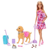 Barbie Walk & Potty Pup med docka och gående valp