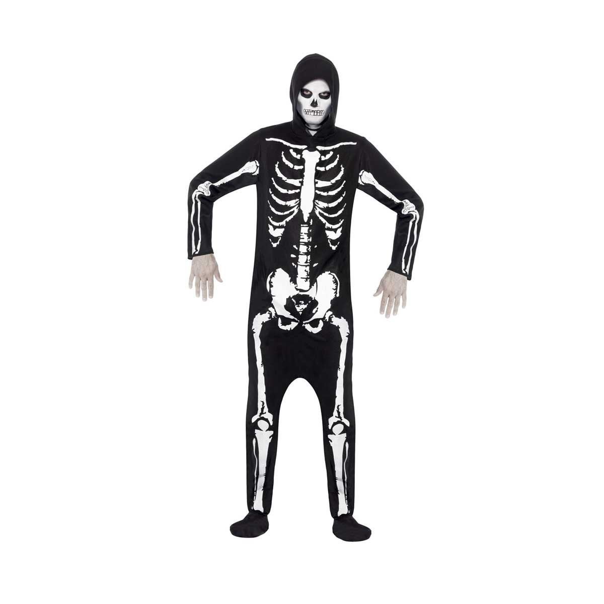 Halloween, Skeleton Costume Black All In One With Hood