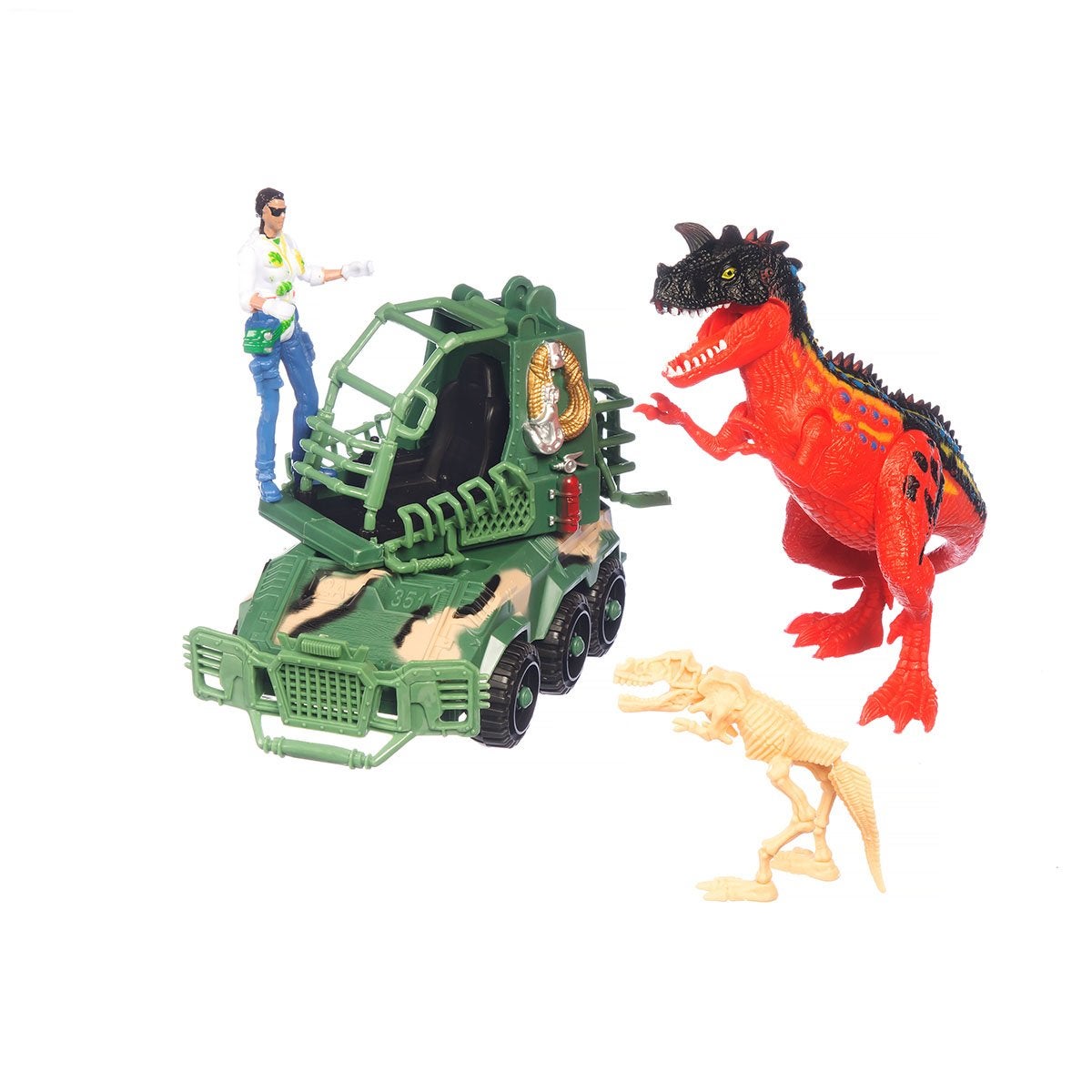 Dino Vs World, Hunter Jeep Med Figur Och Dino