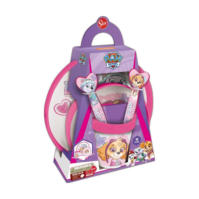 Paw Girl 5-Pc. Non-Slip: Plate/Bowl/Tumbl./Cutlery