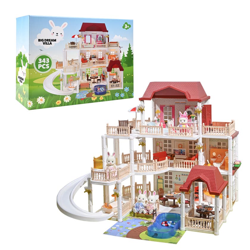 Forest Dreamland Stor Drömvilla 3 våningar med 4 kaniner