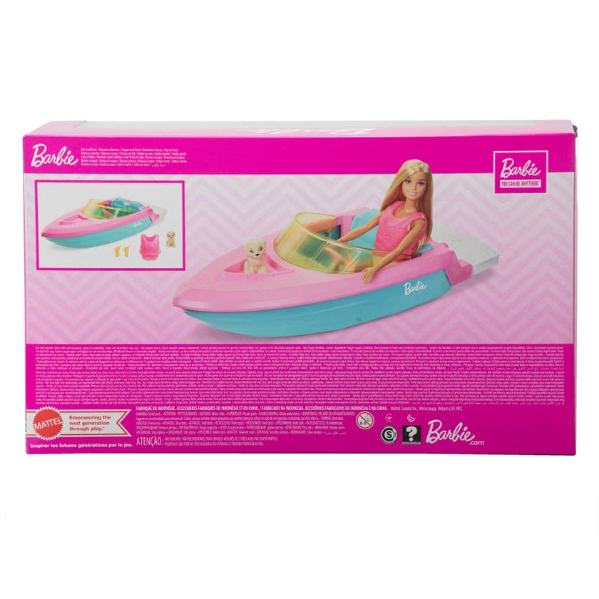 Barbie Båt med Docka, Hundvalp och Tillbehör