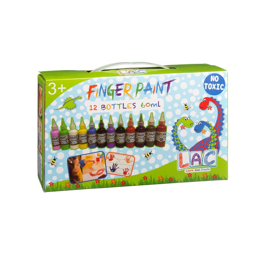 LAC - Fingerfärg 12x60 ml i olika färger