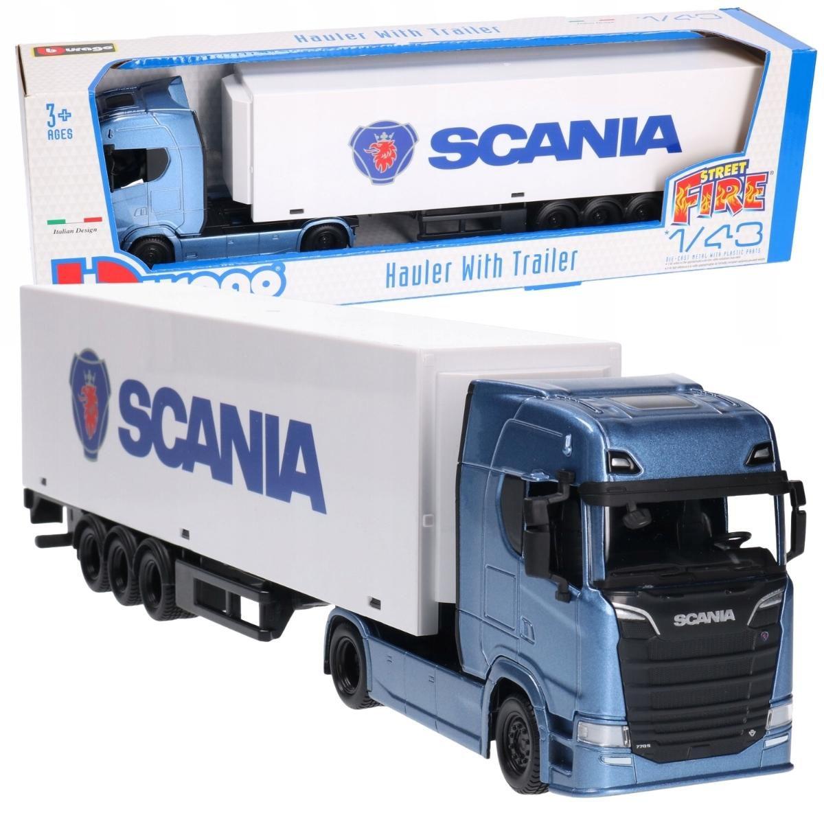 Burago, SCANIA S730 Lastbil m. släp 1:43