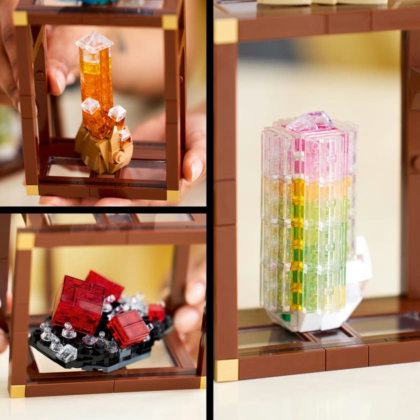 LEGO® Ideas Mineralsamling, Visningshyllor med kristaller, Vardagsrumsinredning 21362