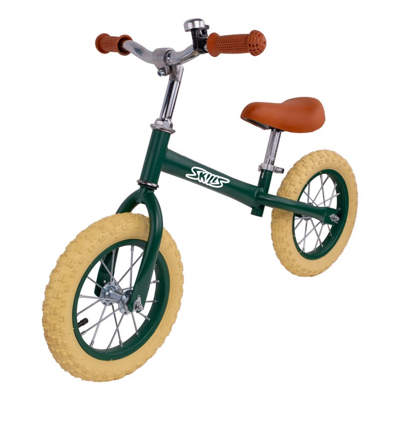 Skills, Balanscykel 12"Grön med Gummihjul
