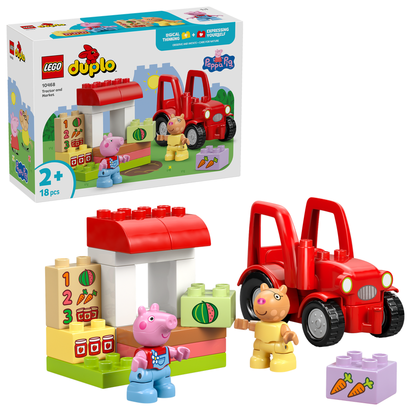 LEGO® DUPLO® Greta Gris Traktor och marknad Byggleksak med körbar bondgårdstraktor – 10468