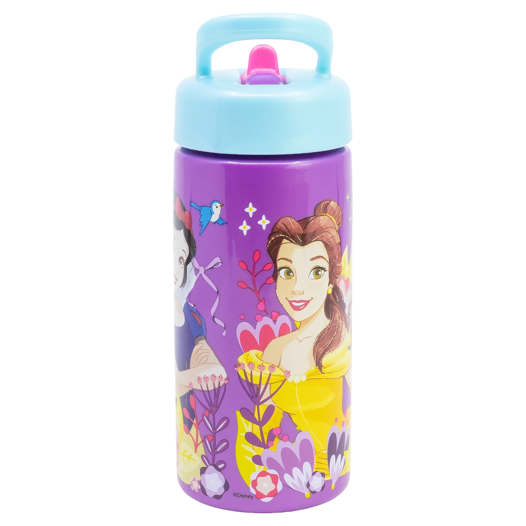 DISNEY PRINCESS, Vattenflaska med sugrör, 420ml