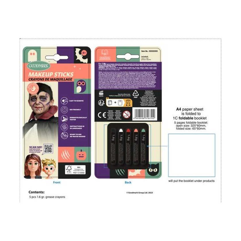 Halloween, Face Crayons 5 Colors