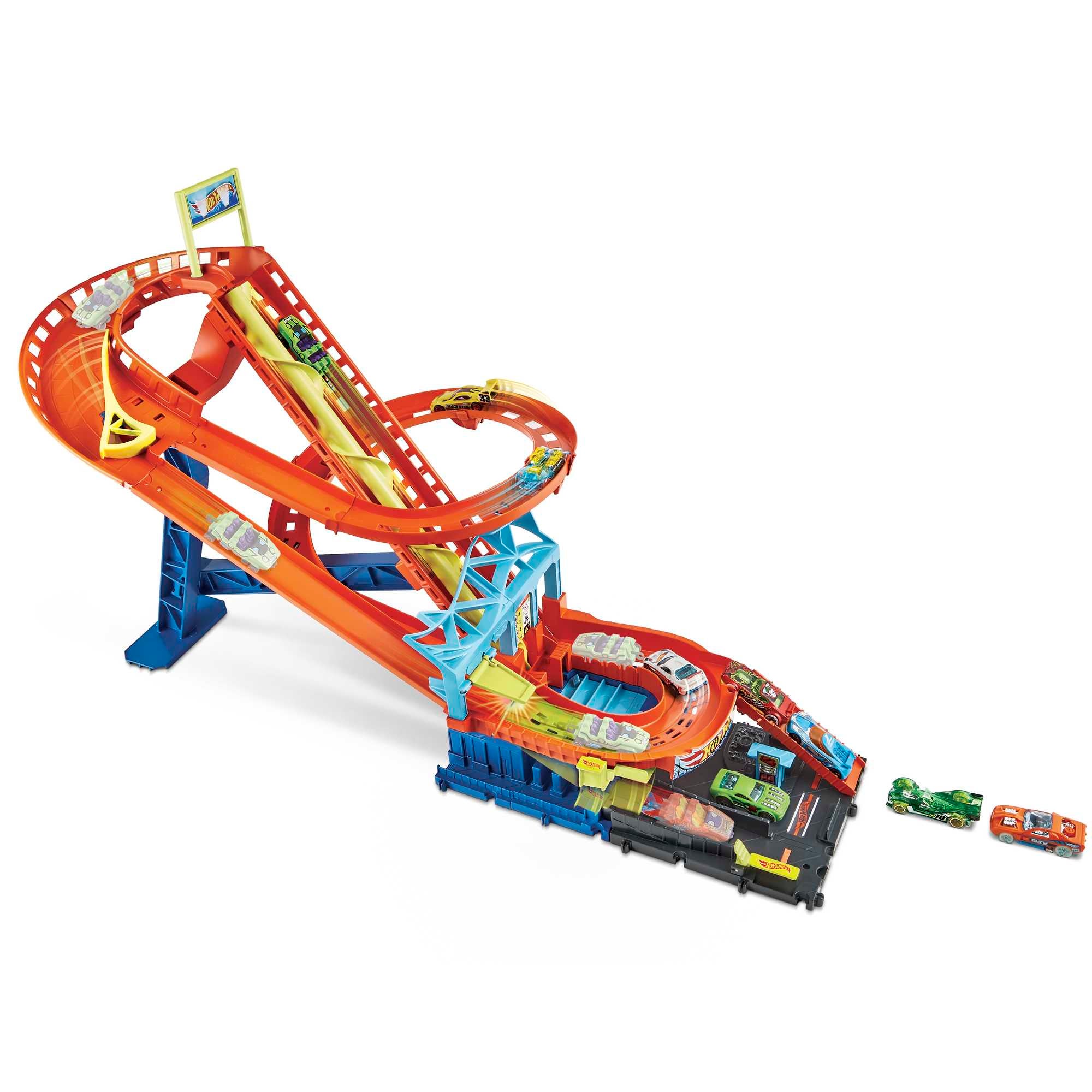 Hot Wheels City Roller Coaster Rally Track Set med 5 bilar