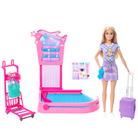 Barbie Malibu-docka med resväska och bagagekarusell