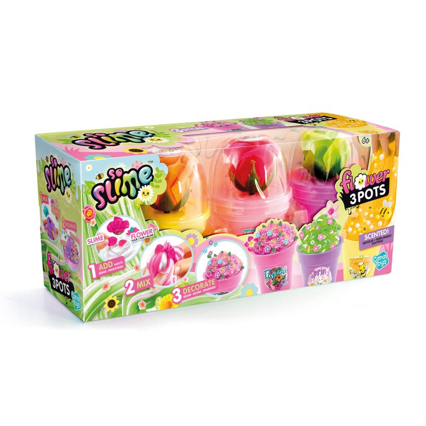 SO SLIME Slime Flower 3-pack – skapa färgglada blomsterslimekrukor
