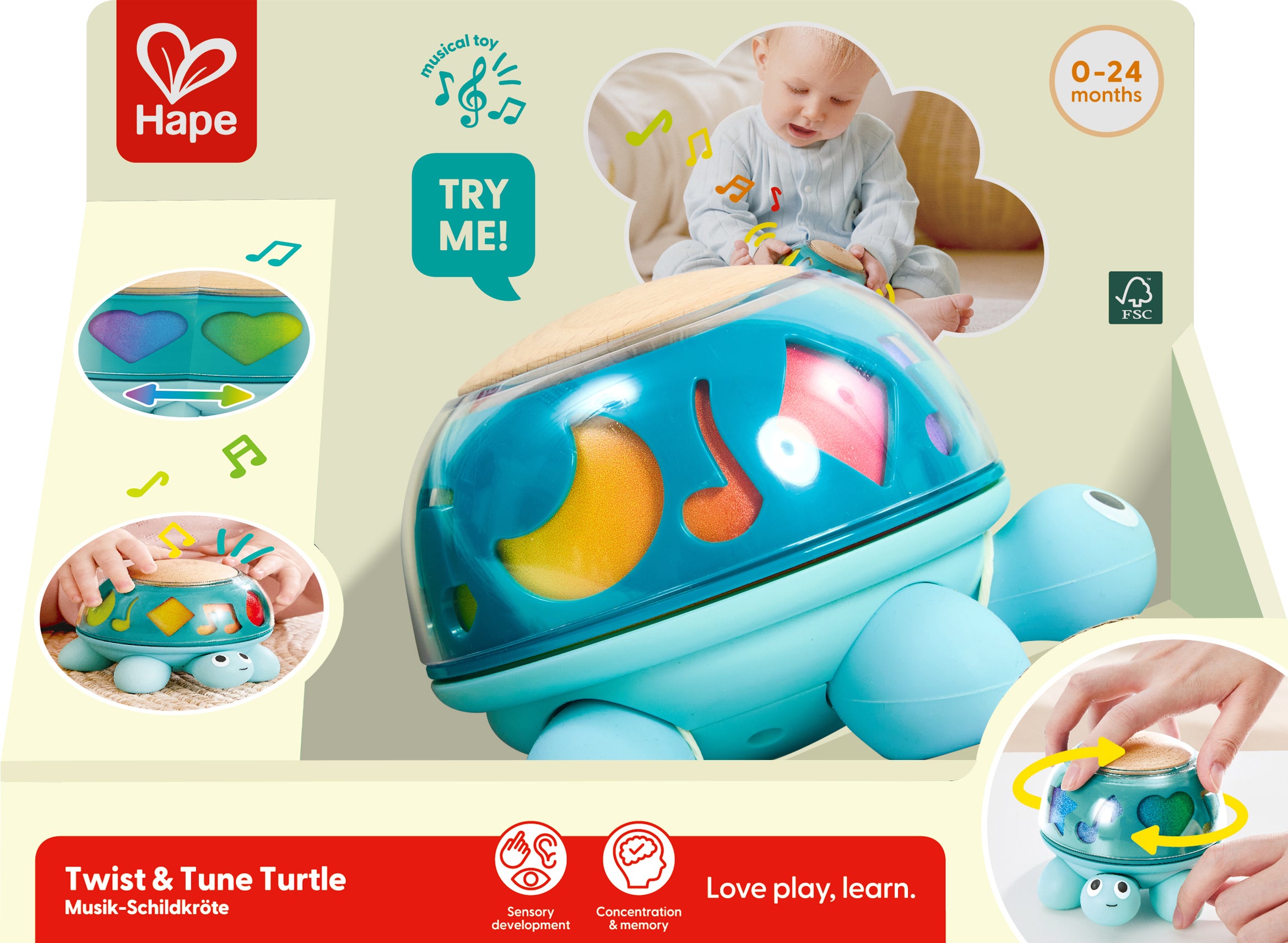 Hape Twist & Tune Musical Turtle – musiksköldpadda