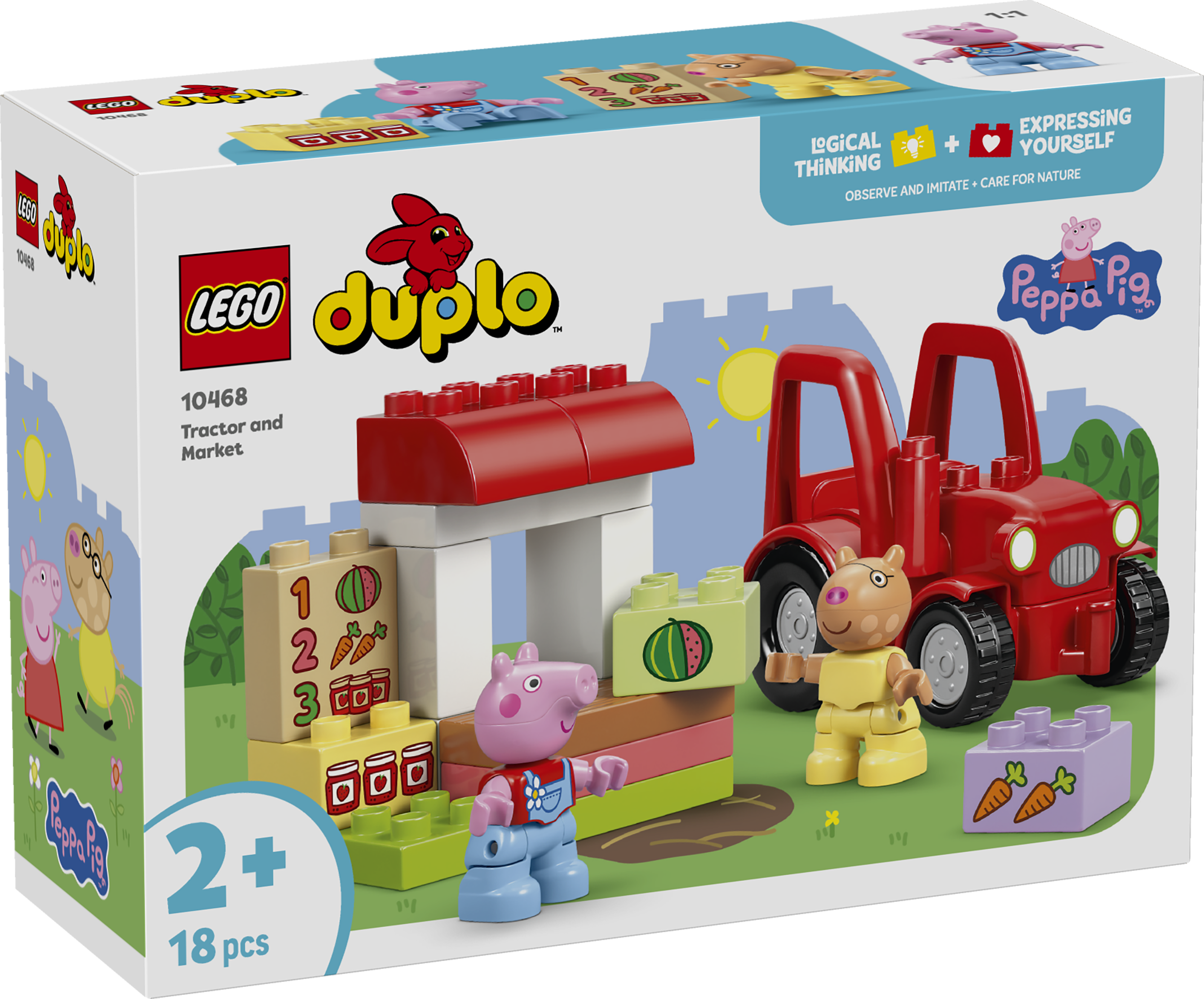 LEGO® DUPLO® Greta Gris Traktor och marknad Byggleksak med körbar bondgårdstraktor – 10468