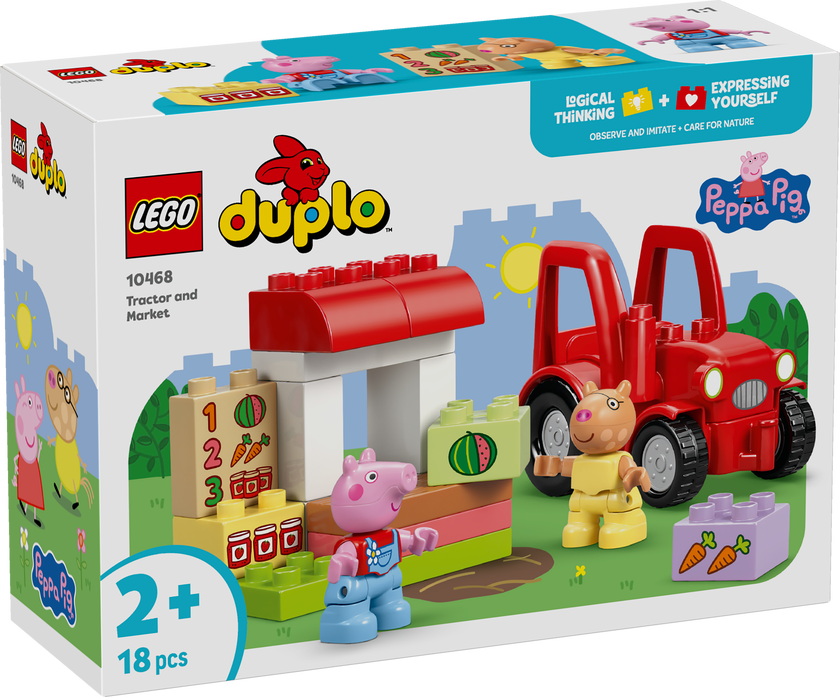 LEGO® DUPLO® Greta Gris Traktor och marknad Byggleksak med körbar bondgårdstraktor – 10468