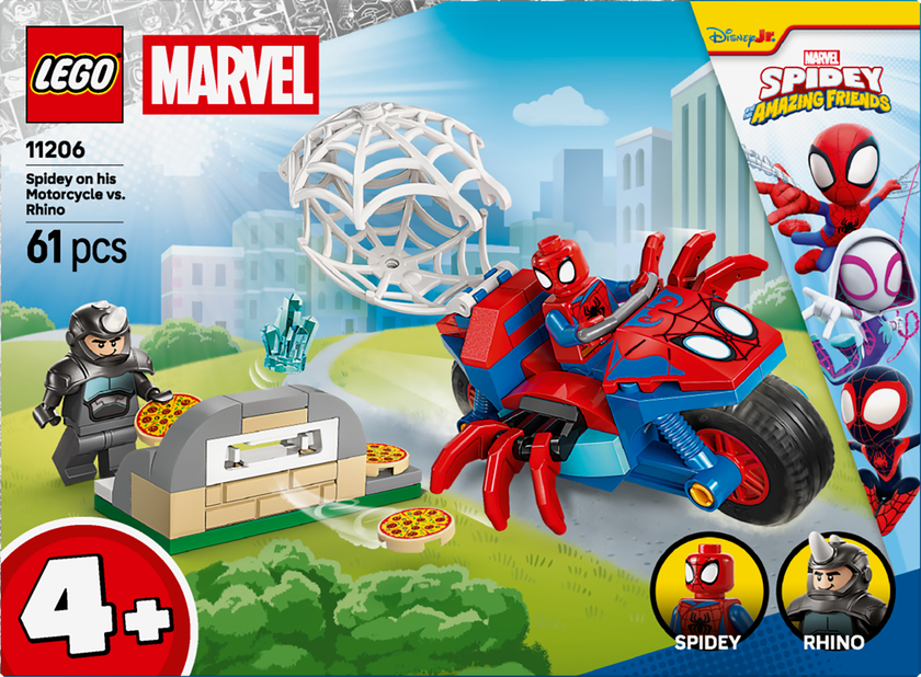LEGO® | Marvel Spidey And His Amazing Friends Spidey på sin motorcykel mot Rhino 11206