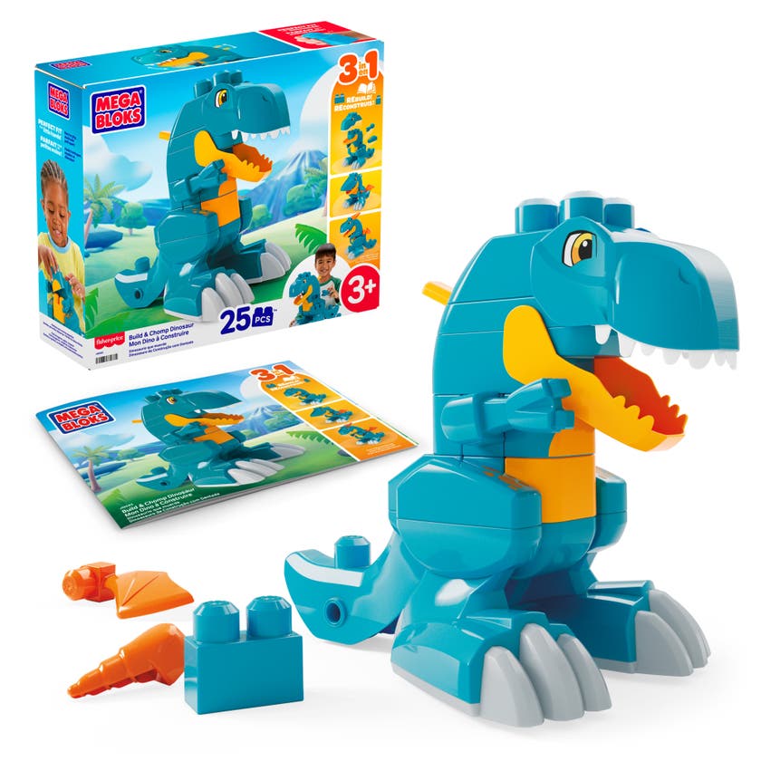 MEGA BLOKS Build & Chomp Dinosaurie med rullande hjul