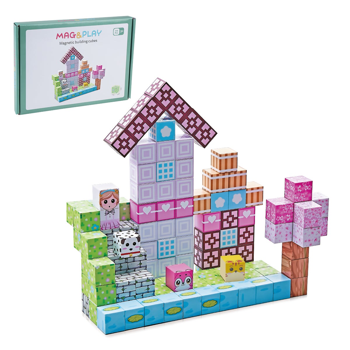 Mag&Play Building Cubes 2 cm 110 st Rosa