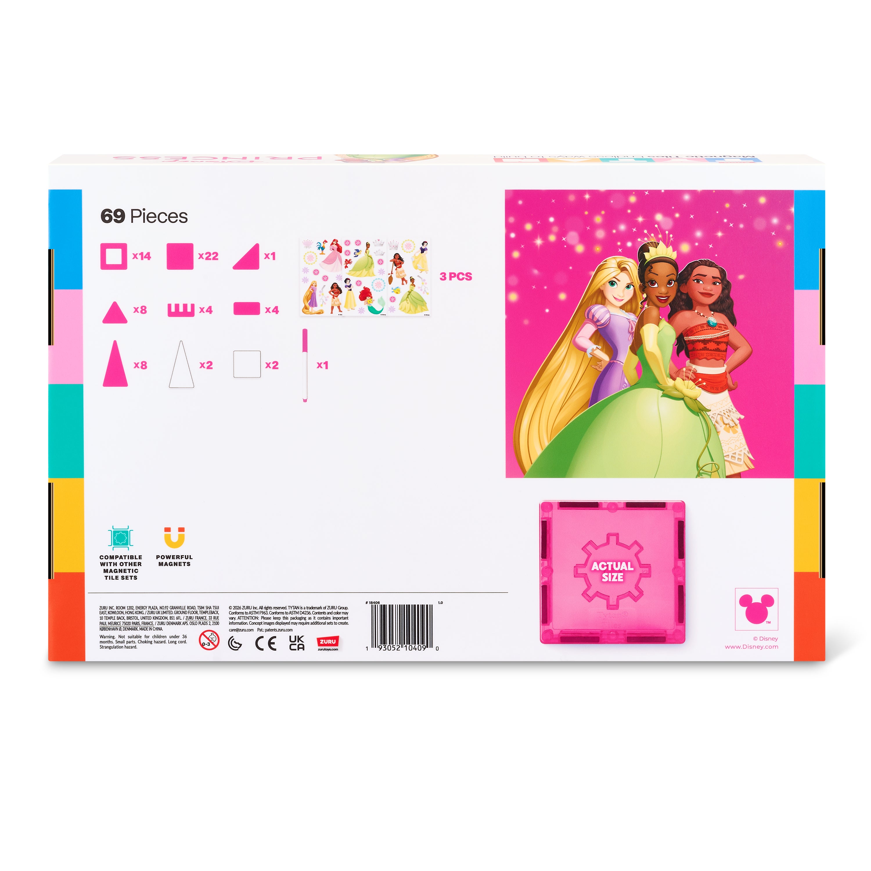 TYTAN Disney Princess Castle Magnetiska byggplattor, 69 delar
