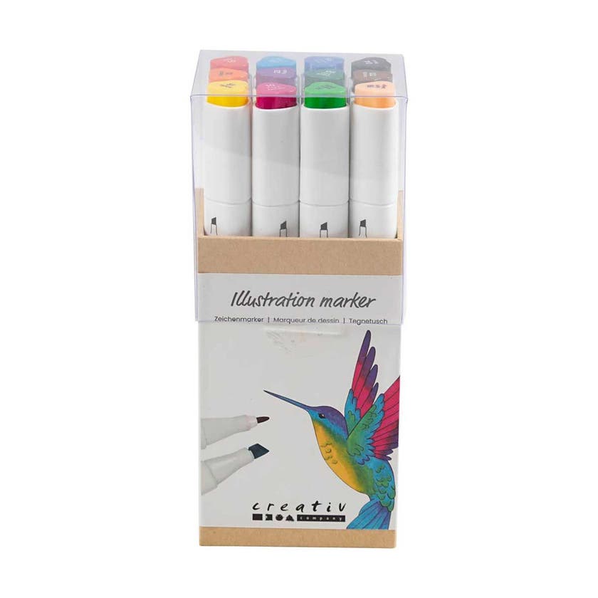 Illustrations Marker, Standardfärger, Spets 1+8 Mm, 12 St./