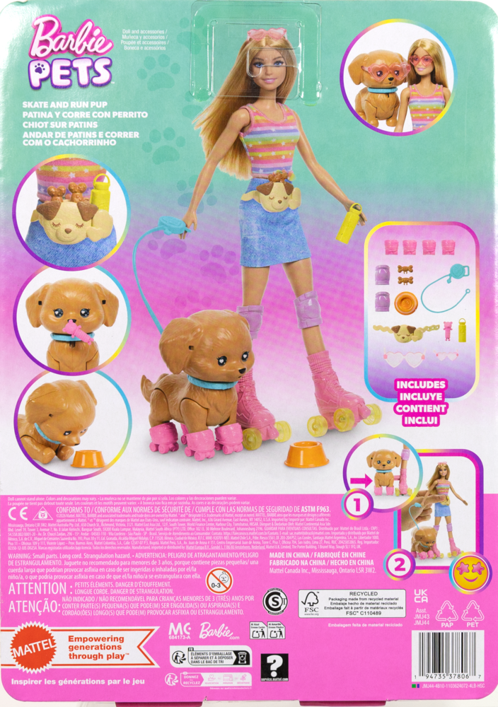 Barbie Skate and Run Pup Docka med Valp