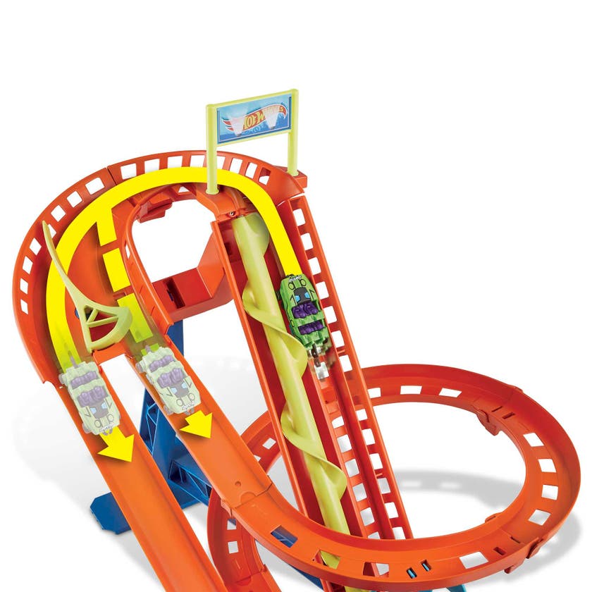 Hot Wheels City Roller Coaster Rally Track Set med 5 bilar