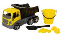 Plasto, Sandset med lastbil 40 cm, hink, spade och 2 sandformar