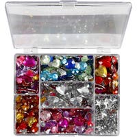 Rhinestones i ask, blå, rosa, silver, runda, stjärnor, hjärt