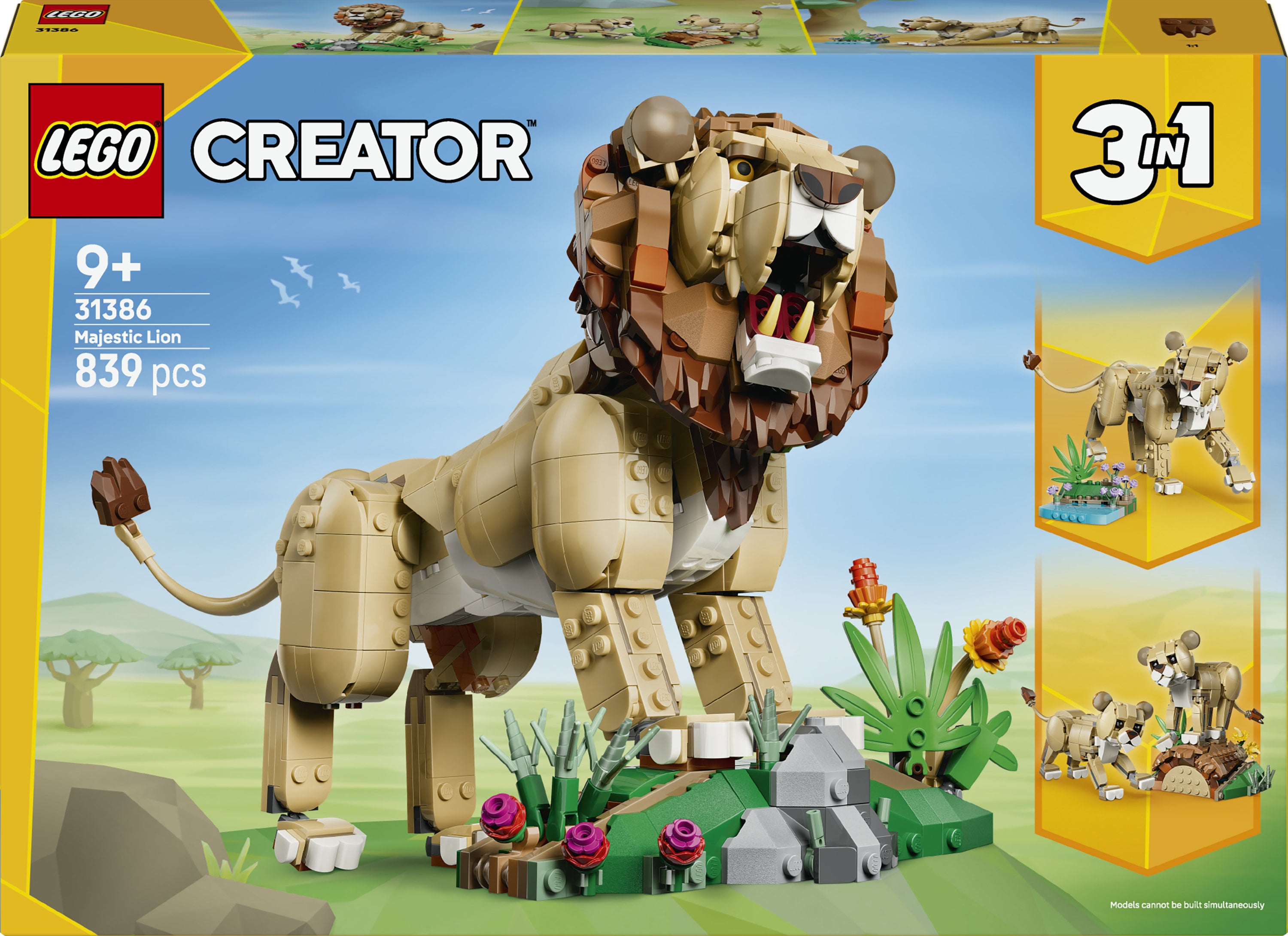 LEGO® Creator 3-i-1 Vilda djur: Majestätiskt lejon Leksak 31386