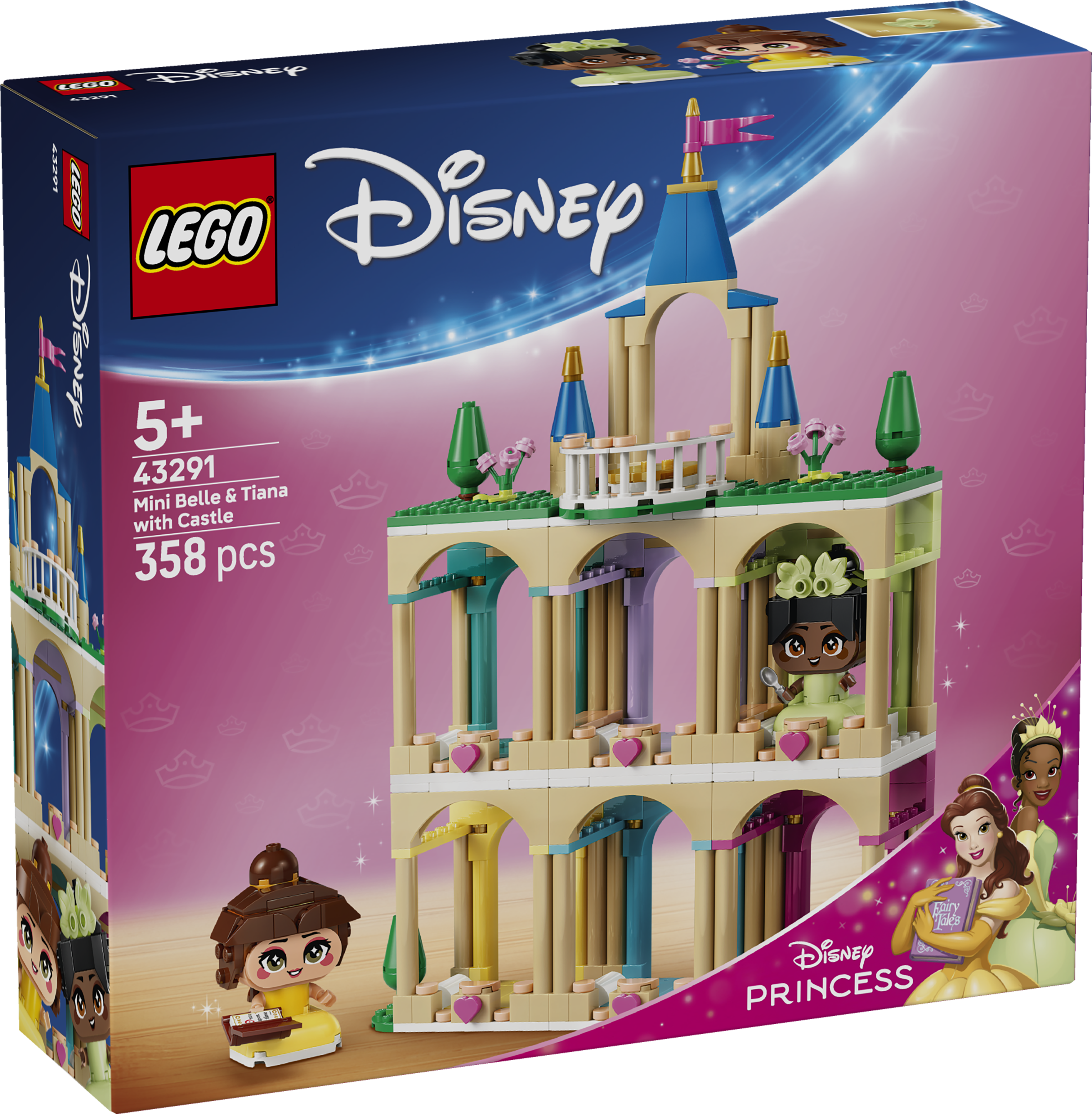 Belle och Tiana med slott i miniformat