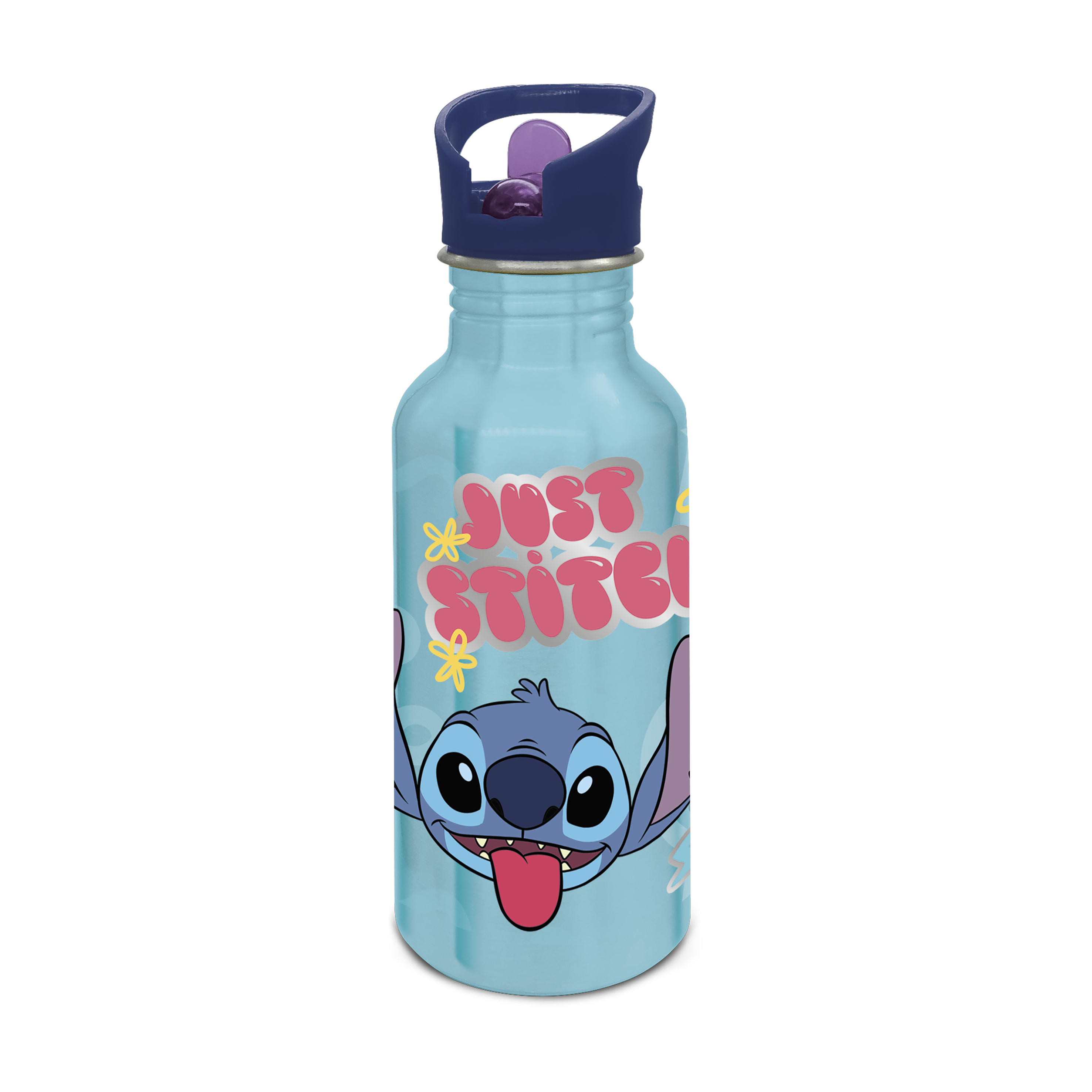 STITCH ALU Vattenflaska med sugrör, 545 ml