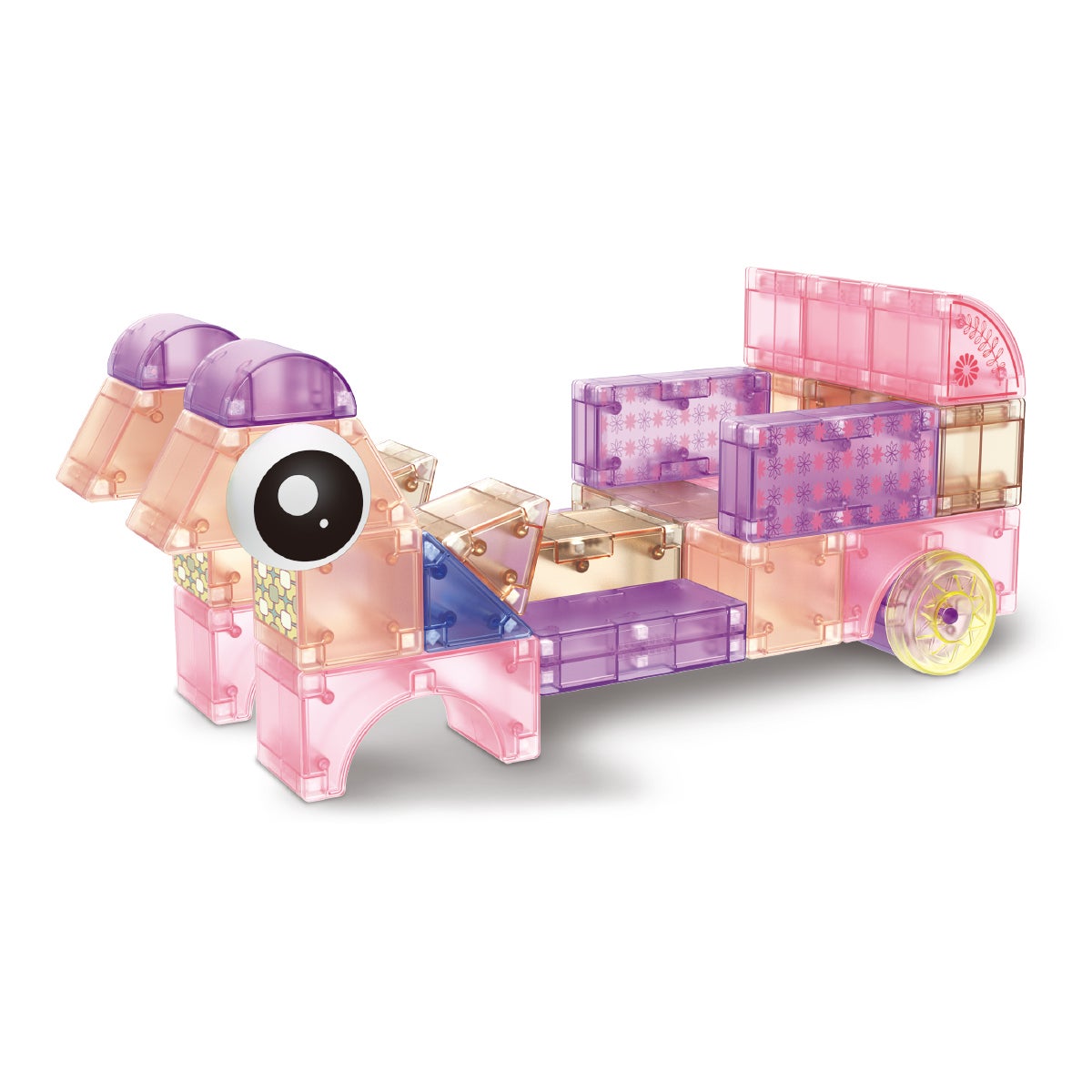 Mag&Play magnetiska byggstenar 66 st rosa