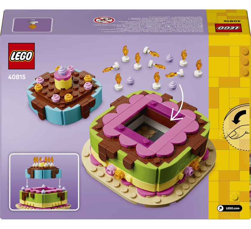 LEGO® Födelsedagstårta med dekorationer, Roligt presentset, Bordsprydnad 40815