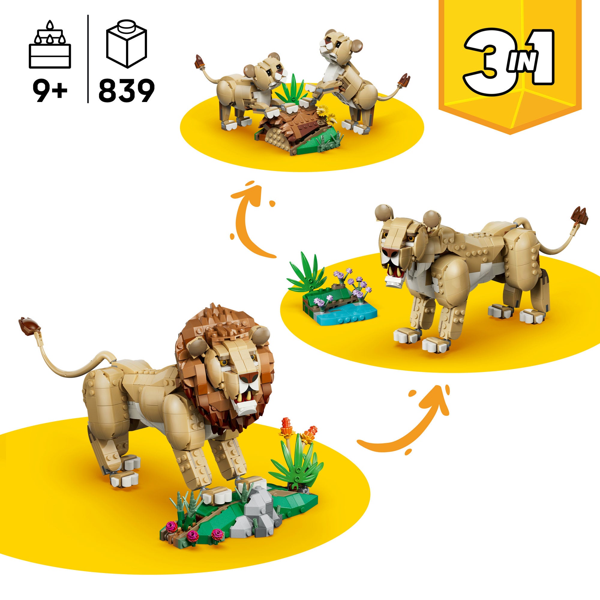 LEGO® Creator 3-i-1 Vilda djur: Majestätiskt lejon Leksak 31386